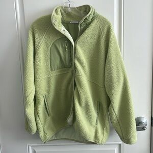 Staccato Women’s Neon Green Fuzzy Button Jacket w/ 3 Pockets - Size Medium